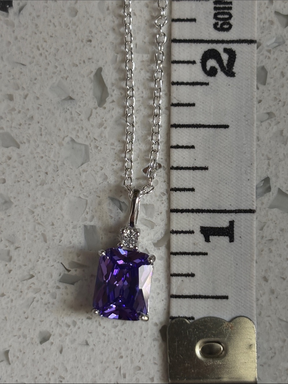 925 Sterling Silver Amethyst Pendant Necklace - Picture 7 of 11